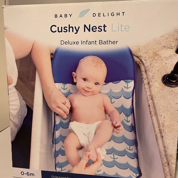 Baby Delight Cushy Nest Lite Deluxe Infant Bather Anchors Away Fabric Washable - Picture 5 of 7